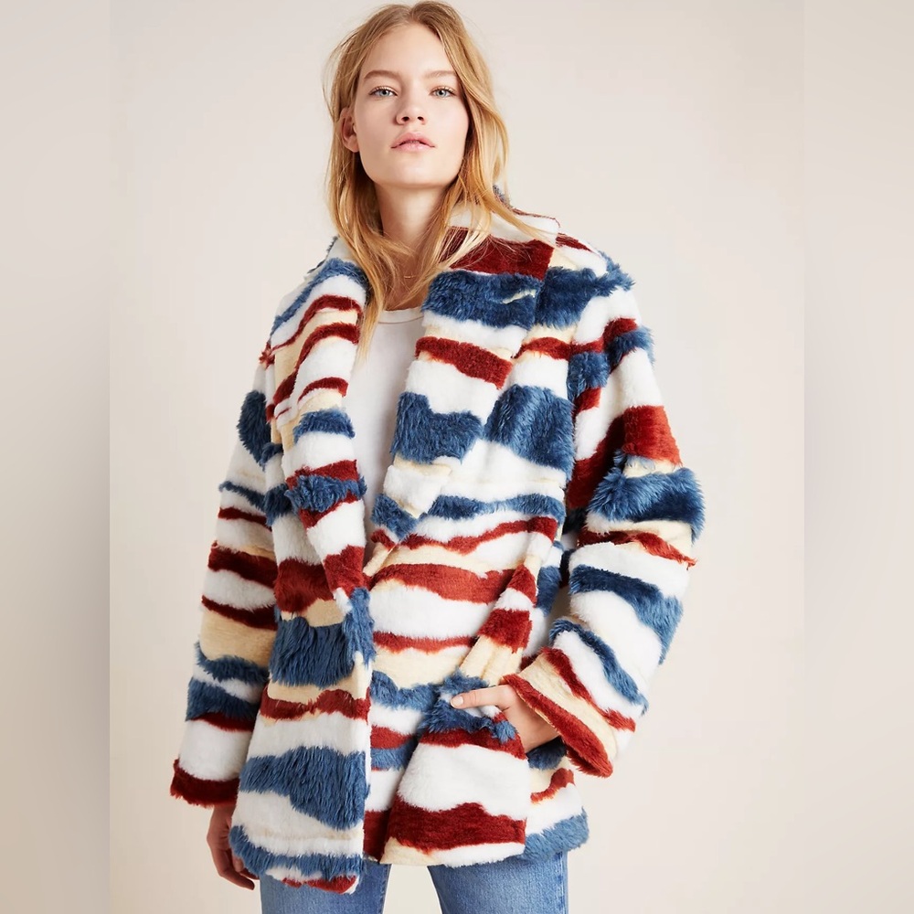 Anthropologie Leona Faux Fur Coat XS